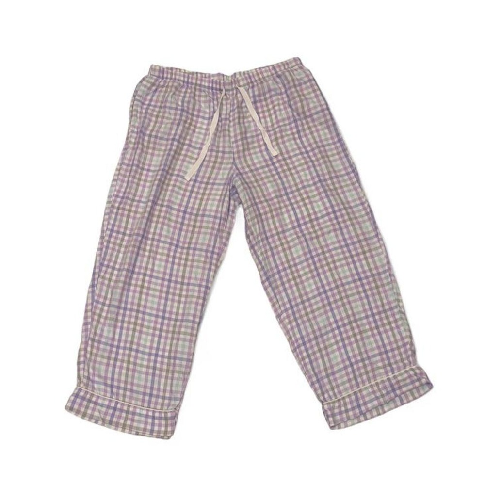 Joyspun Pajama Pants Womens Small Purple Teal Plaid Sleepwear Drawstring Lounge